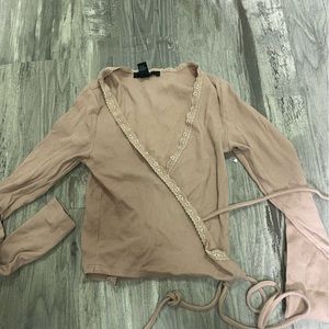 Wrap top with lace detail